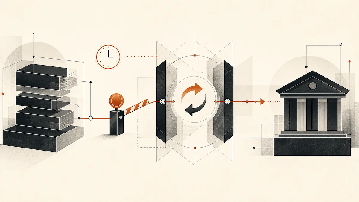 A freelancer platform payout passes through timing, fee and currency-conversion checkpoints before reaching a local bank.
