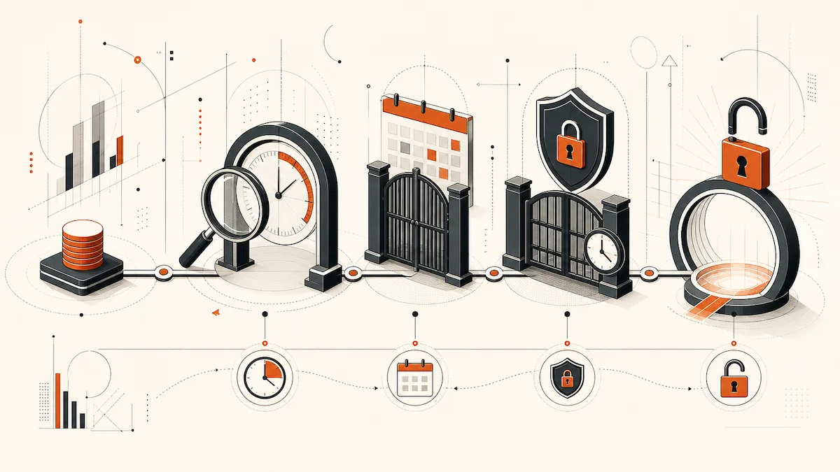 A payout balance passes through review, calendar and security gates before becoming available.