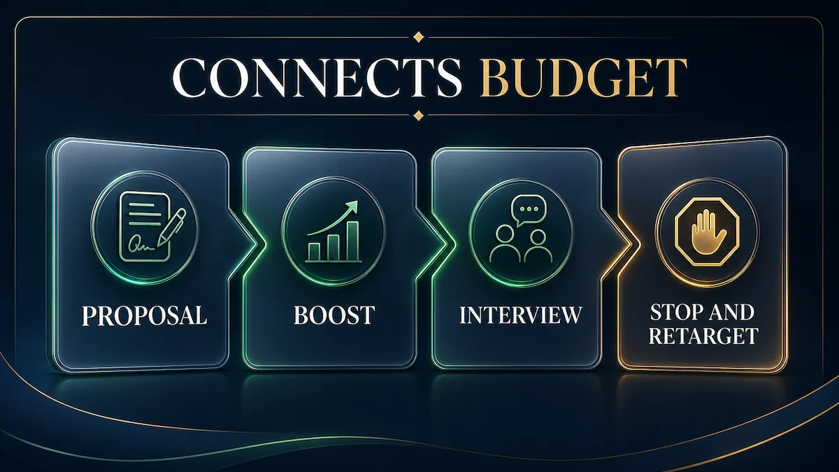A proposal budget moves through proposal, boost, interview, and stop-and-retarget stages.